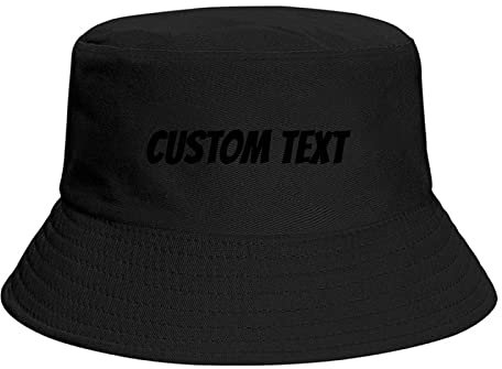Gestalten Sie Ihren eigenen Fischerhut mit individuellem Text Bucket Hat Wärmetransfer bedruckt schwarz, Schwarz , One size