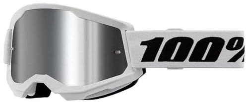 100% Strata 2 Moto/MTB Goggle - White; Mirror Silver