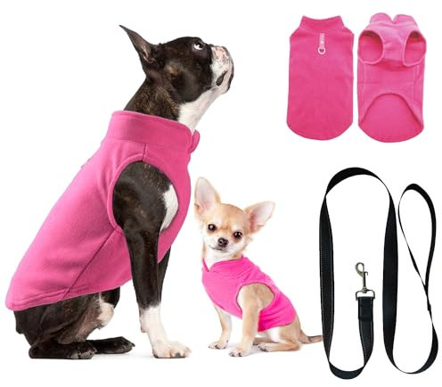 Hundepullover, Hundemantel Fleece Kleine Hunde, Hunde Fleece Pullover Katzenpullover, Hundepullover Hunde Kleidung für Chihuahua Französische Bulldogge(L, Rosa)