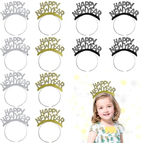 KATELUO Silvester Haarreif - Happy New Year Kopfschmuck für Neujahrsdekoration und Party
