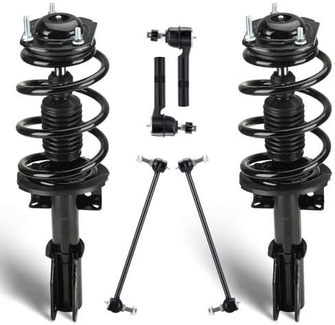 Front Struts Assembly Fit for 07-12 GMC Acadia/08-12 Buick Enclave/07-10 Saturn Outlook/09-12 Chevy Traverse, All Models 3.6L V6 Gas Only, Shock Absorber Kit + Sway Bars & Tie Rod, 6Pcs