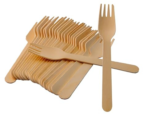 DETERMONDO 216 pz Forchette Usa e getta Posate usa e getta in Legno Biodegradabili Compostabili Misura 16,5 cm Divise in 9 Confezioni da 24 Pezzi Cadauna