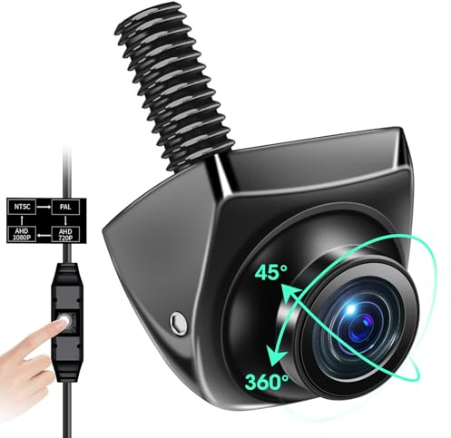 【4 Signal Modes】Backup Camera 360°+45°Rotatable Back up Camera Supports AHD 1080P/720P/NTSC/PAL Models RearView Reverse Camera for Car Truck Super Night Vision IP69K Parking Assist 170° Angle 12V-24V