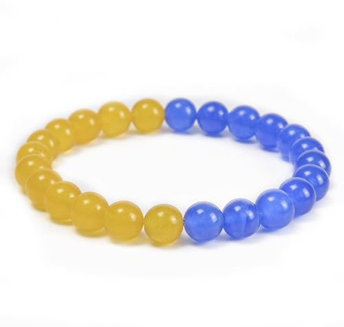 Wycian Paar Armband Touch, Partnerarmbänder Geflochten Perlen Zirkonia Kristall Gelb/Blau Mode Elegante Perlen 16.7cmx8mm 1er Naturstein für Verlobung