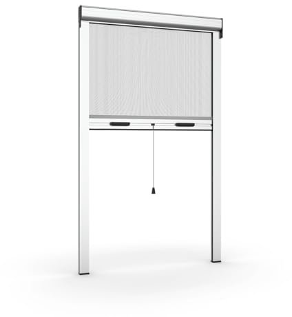 FRAMIG® Zanzariera Verticale a Molla per finestre Realizzata su Misura con cassonetto da 42 mm Personalizzabile con Vari Colori e reti. Made in Italy