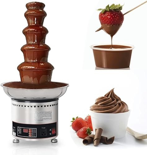 FLTRGO Fontana per fonduta di Cioccolato in Acciaio Inox a 5 Livelli, capacità 4 kg, Macchina elettrica per fondere Il Cioccolato/scalda Immersione per Cioccolato Fuso, Caramelle, Burro