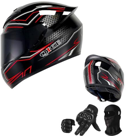 BDBLFLTZ Vollvisier-Motorradhelm, modischer Leichter Full-face Motorcycle Helmet, Vollvisier-Rollerhelm für Männer und Frauen Helm DOT ECE Approved B,S(55-56CM)