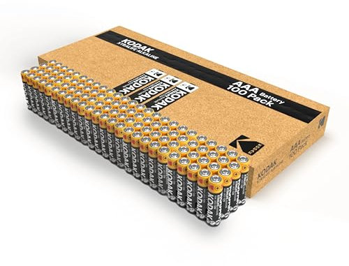Kodak Xtralife 100-Pack AAA Alkaline Batteries, Triple A Bulk Value Battery Pack for High-Drain Devices, LR03 1.5 Volt, 10-Year Shelf Life, 6x More Power, Ideal for Businesses and High-Use Households