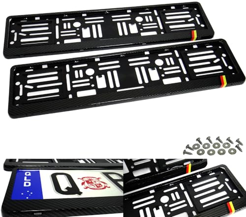 RZG 2x Carbon Fibre Fiber Hydrographic UK EU Licence Number Plate Holder Surround Frame German Car Deutschland