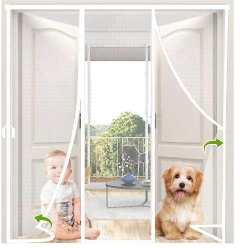 Magnetic Screen Door, 190x270cm Magnetic Mosquito net, Magnetic Door Curtain, Protection Against Flies and Insects White
