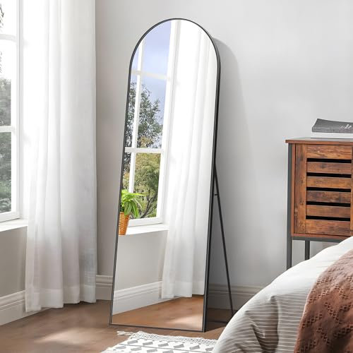 KOCUUY Specchio ad Arc a Figura Intera, 150 x 40 cm Nero Specchio da Appoggio Grande Per In Piedi, Grande Mirror da Parete Con Cornice In Metallo Per Soggiorno, Camera da Letto, Corridoio