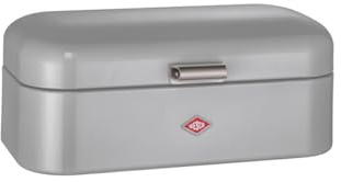 Wesco Grandy Brödlåda i grå, pulverlackerad stålplåt, ventilationshål och stabilt handtag, 41 x 25,5 x 16,5 cm