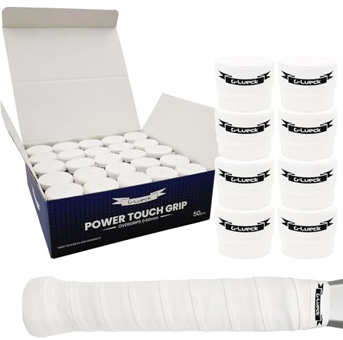 G-Lueck Übergriffband Set Tennis Premium Overgrip Power Touch - Hoher Grip, Lange Haltbarkeit - 0,60mm dünn | für Padel, Squash, Badminton Schläger - rutschfest & Tacky