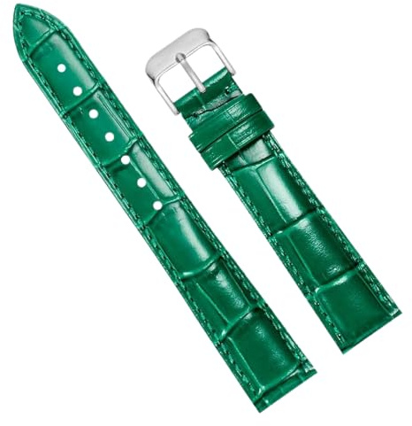 Grünes Echtleder-Uhrenarmband für Herren und Damen, Uhrenkette mit Dornschließe, 10-20mm, Farbe 10, 16 mm