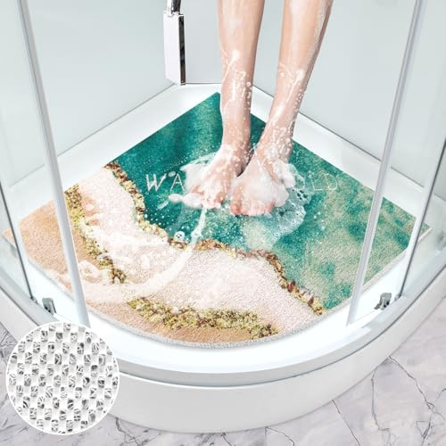 Mofonky Duschmatte rutschfest Antirutschmatte Dusche: 70 x 70 cm Groß Eckduschmatte Dreieckig Duscheinlage rutschfeste - PVC Luffa Sicherheits Duschwanneneinlage Schnell Trocknende