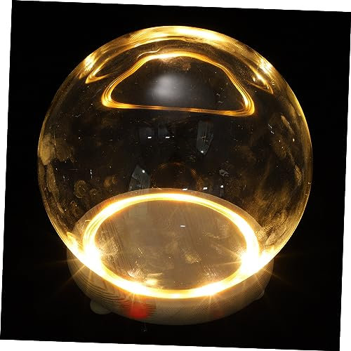 VOSAREA Glowing Glass Dome Cover Luminous Micro Landscape for Preserved Flowers Desktop Adornment Creative Home Display