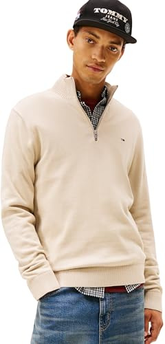 Tommy Jeans Tjm Slm Ess Light ¼ Zip Swtr Ext Dm0dm21654 - Maglione con Mezza Cerniera, Colore: Beige (Gulf Sand), XXL, Beige (Gulf Sand), XXL