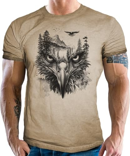 Herren T-Shirt mit Tattoo Design im Vintage Used Look