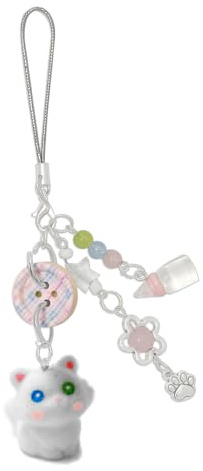 Nalefow Niedlicher Handy-Charm, flauschige Katze, ästhetischer Y2K-Handyanhänger, Anhänger für Tasche, Kamera, Dekoration, bunter Welpe