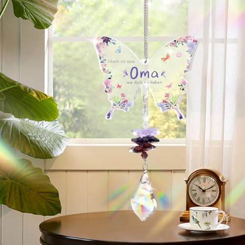 Regalo di compleanno per donna, Farfalle acchiappasole di cristallo, Decorazioni giardino per esterno, Decorazioni casa, Ciondolo di cristallo, Adatto per regali di compleanno, Natale e Pasqua