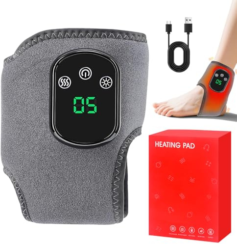 Fußmassagegerät, beheizte Knöchelbandage, Fußmassagegerät, Kabelloses Knöchelmassagegerät mit 5 Heizstufen, Fußmassagegeräte für Schmerzen und Durchblutung, Fußwärmer mit Massagegerät für Knöchel