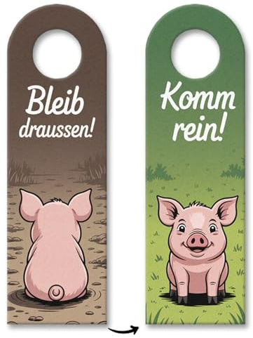 Niedliche Schweine Türhänger Komm rein Bleib draussen Lustiger Spruch fürs Zuhause oder Büro