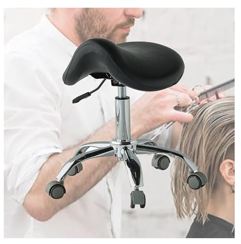 Sadelpall Med Hjul, Ergonomisk Rullstol, Klarar 200 Kg, Höjdjusterbar 49-64 Cm, For Hemmakontor, Salong(Black)