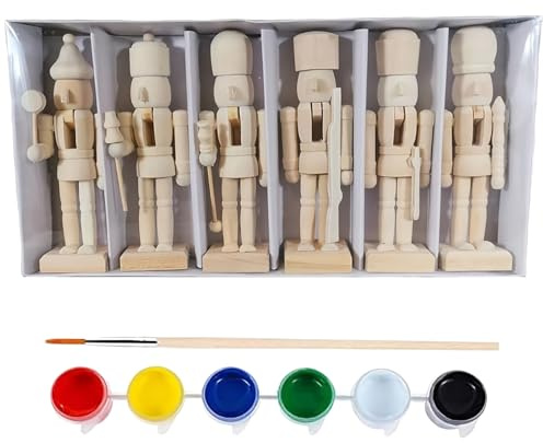 Decorazione Schiaccianoci – Set di ornamenti natalizi in legno, non verniciato, per bambini, famiglia, casa, ufficio, scuola, fattoria, feste, bomboniere e progetti artistici