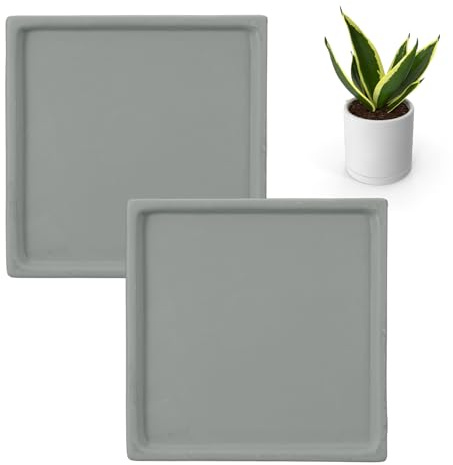 QUARKZMAN 2 Stck Quadratische Pflanzenuntersetzer 4.7 Zoll Keramik Pflanzentropfschalen Für Töpfe Stabile Blumentopfuntersetzer Für Drinnen Und Draußen Grau