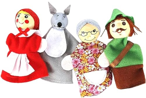 Rotkäppchen-Handpuppen, 4 Stück/Set, interaktives Rollenspiel, Cartoon-Puppentheater für Kinder, Kleinkinder, Geschichtenerzählen