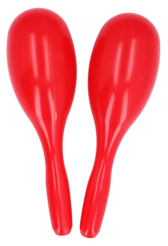 Musik Maracas, 2 Stück, Oval geformt, Plastik Handpercussion Rasseln, Rot - Ergonomisch, Vielseitig für Partys und Kindergarten (Verrotten)