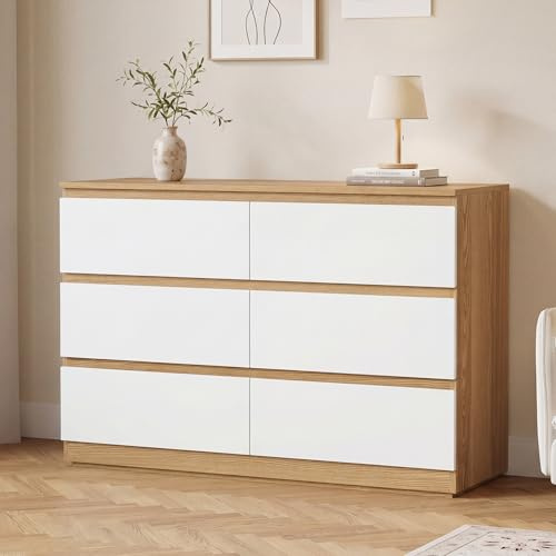 ROCSUMOO Kommode mit 6 Schubladen, Sideboard (110Bx38Tx77H cm)