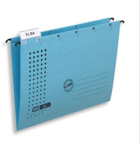 ELBA Hängemappe chic für A4, aus Karton, seitlich offen, blau, 5er Pack
