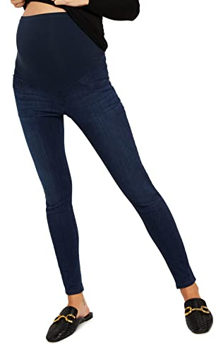 Moderskap moderskap kvinnor super stretch hemlig passform magen ankel denim jegging jeans