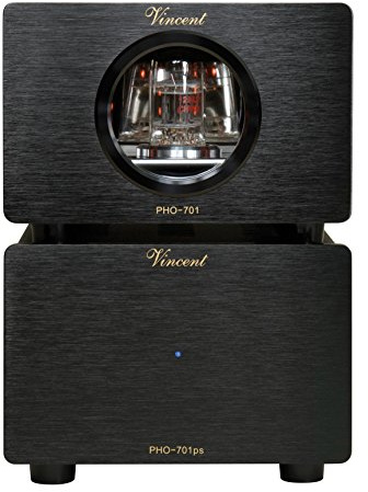 Vincent PHO-701, High-End Röhren-Phono-Vorverstärker, externes Netzteil, USB-Ausgang zum Digitalisieren von Vinyl-Platten, für MM und MC-Abtastsysteme, schwarz
