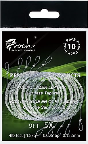 Fliegenfischen, konisches Vorfach mit vorgebundener Schlaufe, 2,7 m, Nylon, 10 Stück, 0 x 1 x 2 x 3 x 4 x 5 x 6 x