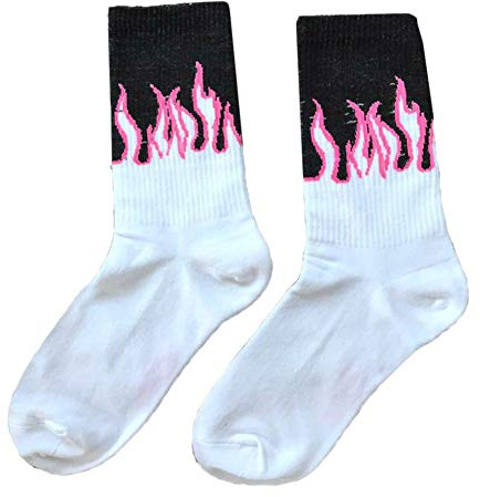 Weesey Calcetines para Hombre con diseño de Llamas, de algodón, para Patinar, Patinar, Patinar, Patinar en la Calle