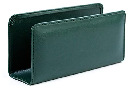 DELMON VARONE - Briefständer aus veganem Kunstleder Grün - Dokumentenhalter zur Aufbewahrung von Post, Briefe, Dokumente & Prospekte - Briefablage Organizer für Schreibtisch & Büro mit Metalleinlage