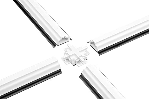 HEXIM HJ GL2313 Fönsterspröjs, spröjs för glas i PVC-plast, självhäftande, med tätningsläpp i grått och svart (2 000 x 23 x 13 mm, grå läpp), vit