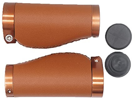 BBxunsless Kurze Fahrradgriffe, rutschfest, PVC-Mikrofaser, Leder, ergonomisch, handgenäht, lässiger Retro-Lenker, Doppelverriegelung, für Mountainbike, MTB, BMX, Klapprad, 22,2 x 95 mm (Braun-C)