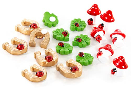 Logbuch-Verlag 18 kleine Glücksbringer - Set aus Hufeisen Kleeblatt Glückspilz - Give-Away 2-3 cm zum Kleben Streuteile Neujahr