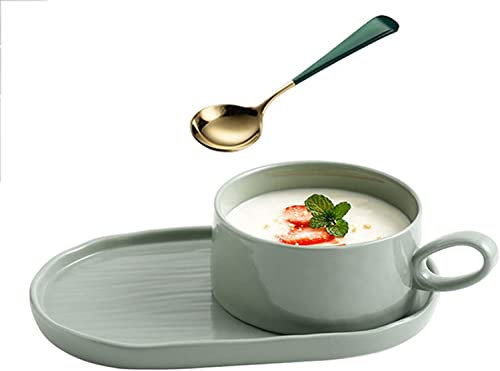 Ciotola for cereali, scodella for zuppa, scodella for tè, 14 Oz Ciotole for zuppa Tazza for zuppa con manici, Set di piatti da colazione in ceramica for colazione Sandwich Zuppa Caffè Cereali Ciotole-
