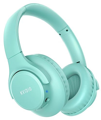 KVIDIO Casque Bluetooth sur l'oreille, 65 Heures de Lecture sans Fil avec Microphone, Casque léger Pliable avec Basses Profondes, Son stéréo HiFi pour Voyage, Travail, Ordinateur Portable (Vert)