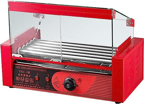 macchina per hot dog Hot Dog Roller Machine 18 Capacità Hot Dog, Scaldasalsicce For Hot Dog Con 5 Rulli In Acciaio Inossidabile ， For Bambini E Adulti ， Rosso