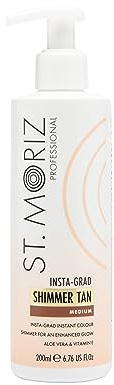 St Moriz Insta-Grad Shimmer Tan professionale | Lozione per il corpo illuminante e abbronzante istantanea con aggiunta di brillantezza per evidenziare e migliorare il tuo bagliore | con aloe vera e
