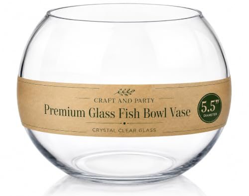 Craft And Party, Glass Bubble Bowl, 4.5 Height x 6 Width Glass Fish Bowl Vase, Bubble Bowl vase for Terrarium, Flower vase Centerpiece