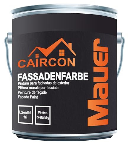 CAIRCON Fassadenfarbe für Außen Wandfarbe Außenfarbe Weiss Wetterfest 5L