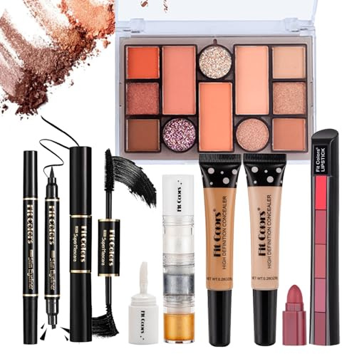 Set di Trucchi, FantasyDay Kit di Bellezza Cosmetici Kit per Occhi, Viso e Labbra - Natale Regalo Xmas Makeup Gift Set con Correttore, Rossetti, Lucidalabbra, Palette Ombretti, Mascara, Trousse, Fard