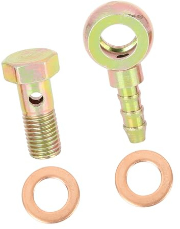 A ABSOPRO Kit de boulons de raccord de Tuyau de Banjo 8mm avec rondelle pour Motos et Voitures en métal de Couleur Bronze