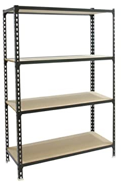 PROREGAL Schwerlastregal MID MULI | HxBxT 150x100x40cm | 4 Fachböden | Fachlast 150kg | Anthrazit | Lagerregal Kellerregal Werkstattregal